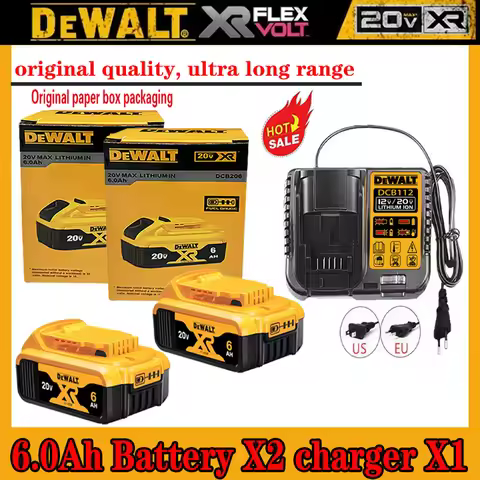 1-4piece 20V 2.0Ah 5.0Ah 6.0Ah DCB200 18650 Replacement Li-ion Battery for DeWalt MAX DCF921 DCF921N