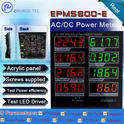 ZHURUI EPM5800-E( tri-color ) AC220v/DC300v/10A power meter/ watt meter/voltmeter/ test Power Supply