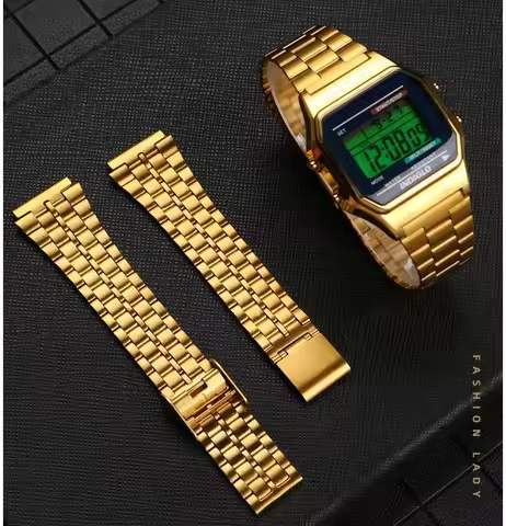 Stainless steel Watch Bracelet for Casio A158 / A159 / A168 /A169 /B650 /AQ230/ 700 Strap small gold
