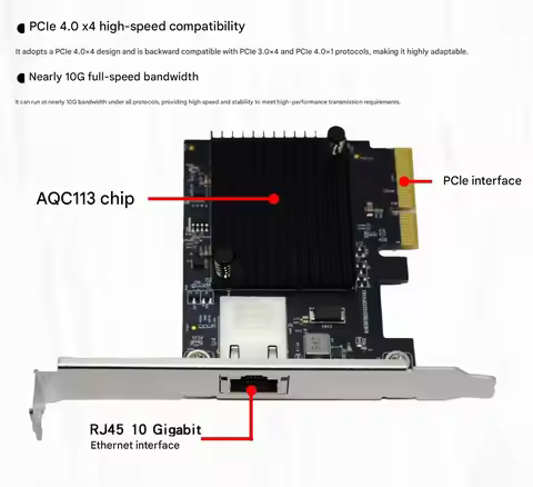 PCIe 10Gbps RJ45 Ethernet Adapter AQC113-B1-C Network Card Supports Windows10/11, Linux and other sy