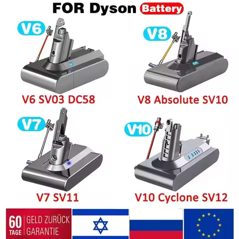 Batería de repuesto YH5 de 8000mAh para Dyson V8, 21,6 V, Li-Ion con Dyson V8 Series V8 Absolute V8 