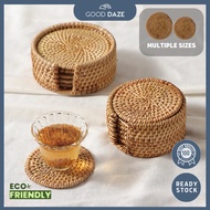 GOOD DAZE Premium Handmade Rattan Mat Cup Coaster Set Placemat Rattan 藤桌垫杯垫 Alas rotan lapik rotan