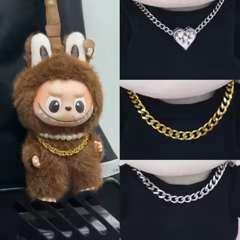 For Labubu Accessories Necklace for V4 V3 V2 V1 Labubu 4.0 Pin for Love Pendants Gold Silver Necklac