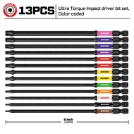 Geinxurn 13pcs 6” Magnetic Torx Screwdriver Bits Set (T7-T40)D2 steelLong Extension Star Driver Bits