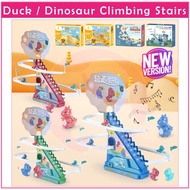 Children's Electronic Educational Toy Duck Dinosaur Climbing Stairs Race Slide Track Coaster Music T