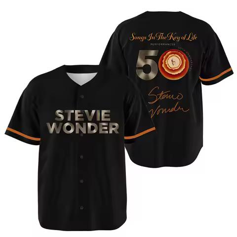 Songs in The Key of Life 50th Anniversary Tour Baseball Jersey Stevie Wonder Design Print T-shirt Bu