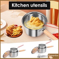 Deep Fryer Pot Stainless Steel Deep Fryer with Basket and Handle Portable Fry Pot with Lid Oil Savin
