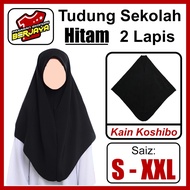 Tudung Sekolah DUA LAPIS HITAM Koshibo/Tudung Sekolah Pengawas Koshibo Licin(READY STOCK)#FastDelive