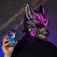 變色龍風格賽博朋克狐面具 內建智慧型 RGB 燈光 未來感狐狸面