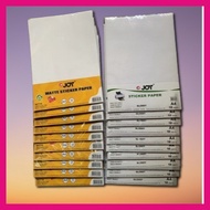 ۞ ◊  ▬  Joy Glossy Sticker Paper Ang Matte Sticker Paper 10 Sheets A4 Paper Size