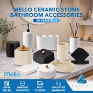 Mello Ceramic Stone Bathroom Set | Premium Soap Dispenser, Ashtray, Tissue Box | Home Decor & Gift [