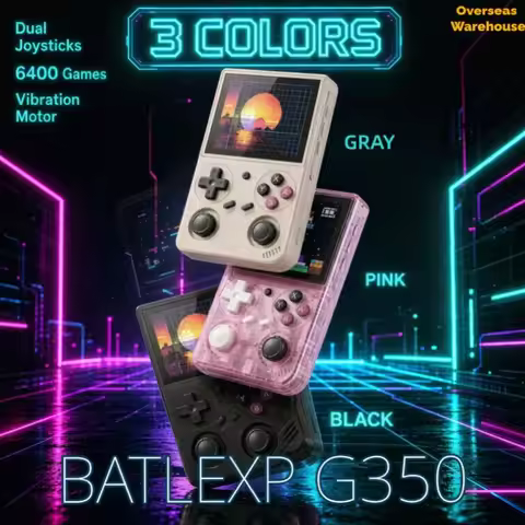 Retro Handheld Game Console BATLEXP G350 3.5 IPS Screen 6000+ Built-in Games RK3326 Linux OS Dual An