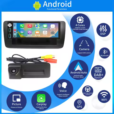 wireless Bluetooth Carpaly GPS MP3 FM RDS Android Auto Car radio Navigation +HD Reverse camera For A