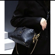 LV 路易威登 Louis Vuitton Petite Malle Souple 黑壓紋 軟皮小硬箱 雙背帶 復古箱包