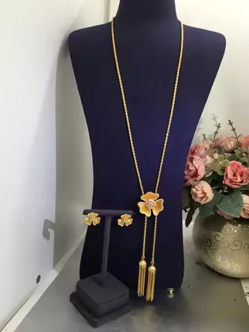 ACCKINGTrendy Fashion2PCS Luxury flower Indian Jewelry Sets For Women Wedding Party Indian Dubai Bri