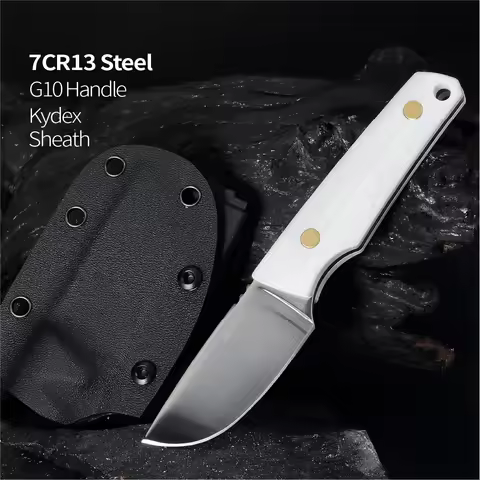 7Cr13 Material, White G10 Handle, Outdoor Multifunctional Knife, Suitable for Picnics, Camping, and 