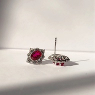 14k Au585 Emas Putih 1.5ct Setiap Potongan Bujur Sapphire&ruby Lab Subang Stud Berlian E068