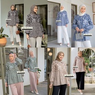 Batik Blouse Wanita Lengan Panjang Atasan Modern