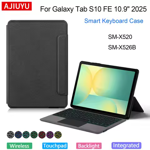 Backlight Magic Keyboard Cover For Samsung Galaxy Tab S10 FE 10.9" 2025 SM-X520 Case English Portugu