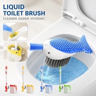 Wall Mounted Silicone Toilet Brush Whale Shaped Long Handle Toilet Cleaning Brush Easy To Clean