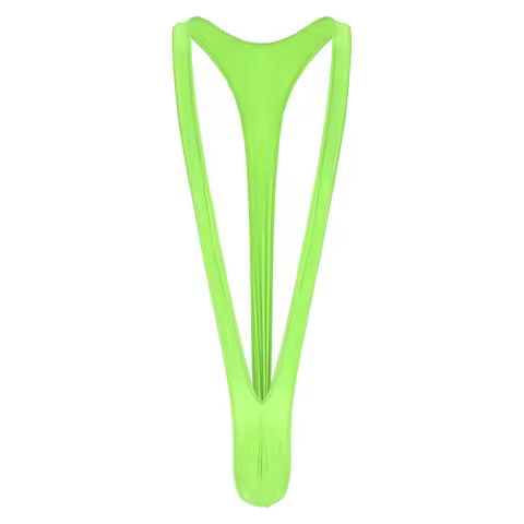 Mens Glossy Mankini One-Piece Swimsuit Bulge Pouch Thongs V-Shaped Suspender Bodysuit Hollow Out Swi