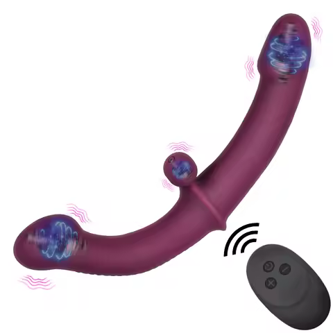 Strapless Strapon Dildo Vibrator Anal Prostate Massager Double-head Vibrating 10 Speeds G Spot Vibra
