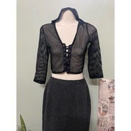 Women's mesh crop top with hood size s a84