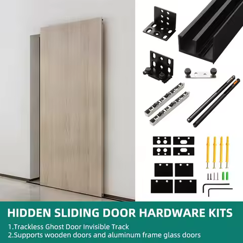 Trackless Ghost Door Invisible Track Frame Door Slide Hardware Two-way Buffer Wooden Door Aluminum F