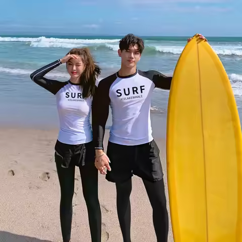 Korean Couple Rashguard Diving Suit Women Men Split Long Sleeve Swimwear Long Pants Sunscreen Swimmi