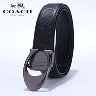 【Ready Stock】Original Coach New Belt Men and Women with The Same Belt Simple Embossed Leather Belt 9K0O
