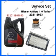 Nissan Almera 1.0 Turbo 2021-23 Service Set (Nissan 10W40-4L Engine Oil +Oil Filter 15209-00Q0F +Air