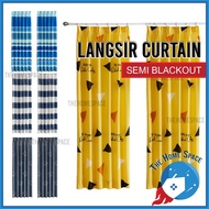 Premium Modern Hook Type Curtain Semi Blackout Langsir Pintu Door Curtain Tirai Tingkap Cantik Ready Stock