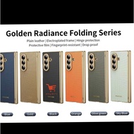 CASE SAMSUNG Z FOLD 8 ultra.7.6.5.4.3 LEATHER LIST GOLD ORIGINAL PREMIUM