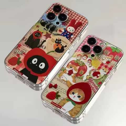 Cat Strawberry Funny Case For OPPO Reno 15 4 13 12 11 10 Pro Plus 15F 14F 13F 11F 12F A79 A58 A60 A6