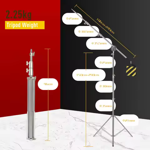 Super Stable Stainless Steel Big Tripod 2.8m Foldable Lighting Stand Tripod Photography For Fill Spo