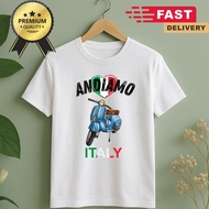 Andiamo Italy Blue Vespa T-Shirt Vintage Italian Scooter Shirt Retro Italy Travel Gift Italy Lover T