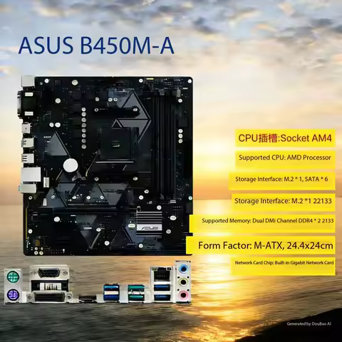 ASUS PRIcloser B450M-A carte mère Support AMD Ryzen 5 5600G 3600X 5700X 5800X3DCPU DDR4 128 Go 2 × M