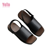 YOTO Women's Sandals Square Toe Adjustable Elastic Comfortable Korean Version 3cm Heel Sandals