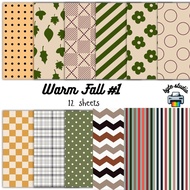 12 Sheets 8x8 Warm Fall Print by byte studio | Premium Paper Craft Junk Journal Stationery