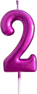 2nd Birthday Candle Two Years Purple Happy Birthday Number 2 Candles for Cake Topper Decoration for 
