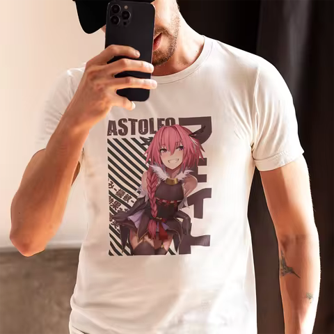 Anime Astolfo cute japanese fate stay night manga grand order trap rider 100% cotton printed t shirt