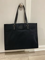 Tory Burch Ella 黑色 尼龍 托特 旅行 單肩包 【平行進口】