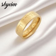 SKYRIM Ani L'Dodi Hebrew Bible Verse Ring Stainless Steel Gold Couple Ring Beloved is Mine