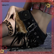 HUISHU Faux Fur Splicing Belts, Trendy Design Gyaru Mini Bag Belt, Irregular Y2K Chic Cowgirl Waistb