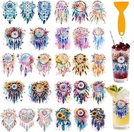 GOMAKERER 10 Sheets UV DTF Cup Wraps, Dream Catcher Decals to Rub On for 16 oz Glass Waterproof UVDT