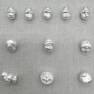 999 Sterling Silver Five Lucky Snake Hand Foot Silver Zodiac Transfer Beads Zodiac Dragon Braided Be