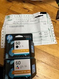 HP 60打印機墨水（黑色同埋三色）全新未開過，有單