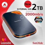 SanDisk Extreme Pro Portable SSD 2TB (SDSSDE81-2T00-G25) USB 3.1 Gen 2 Type C &amp; Type A compatible Speeds up to 2000MB/s IP55 dust-water resistance Ruggedized case with aluminum bumper body เอสเอสดี รับประกัน 5ปี โดย Synnex