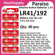 [40pcs] Paraiso LR41 192 AG3 L736 Alkaline Battery 1.5V Button [FAST SHIP OUT]