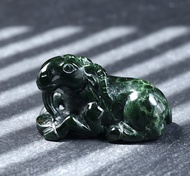 【三陽開泰】老花青翡翠巧雕山羊 | 天然緬甸玉A貨翡翠 | 送禮